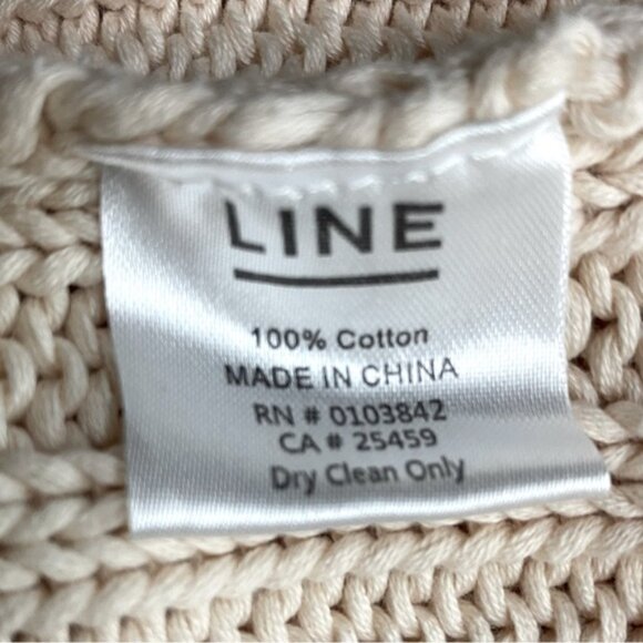 Line Cream Cotton Chunky Knit Scoop Neck Long Sleeve Pullover Sweater XS - Picture 4 of 13
